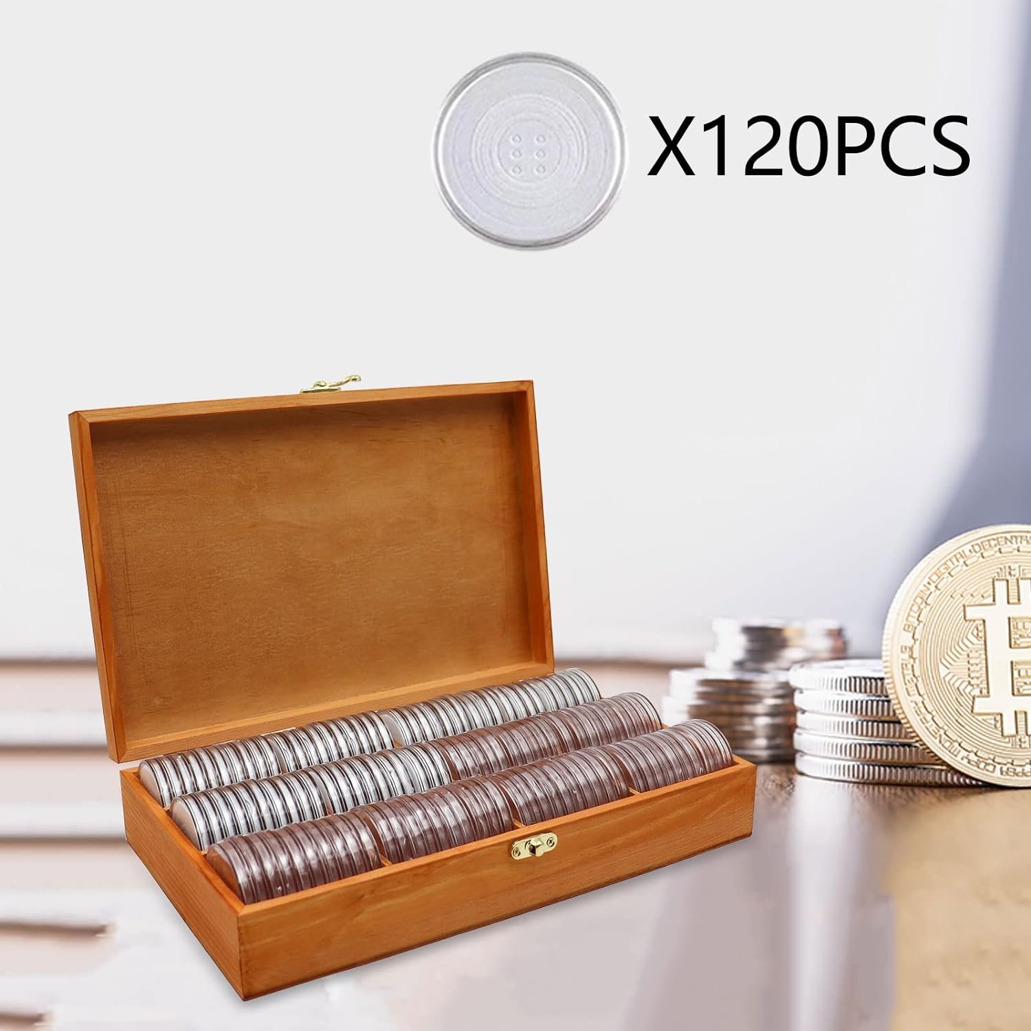 Comparing Wooden Coin Holder, Transparent Coin Capsules, and Double Row Coin Storage Box