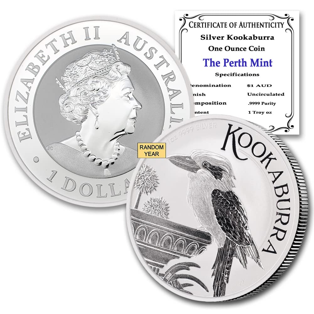 1990 - Present (Random Year) P 1 oz Silver Kookaburra Coin Brilliant Uncirculated with Certificate of Authenticity $1 Seller BU