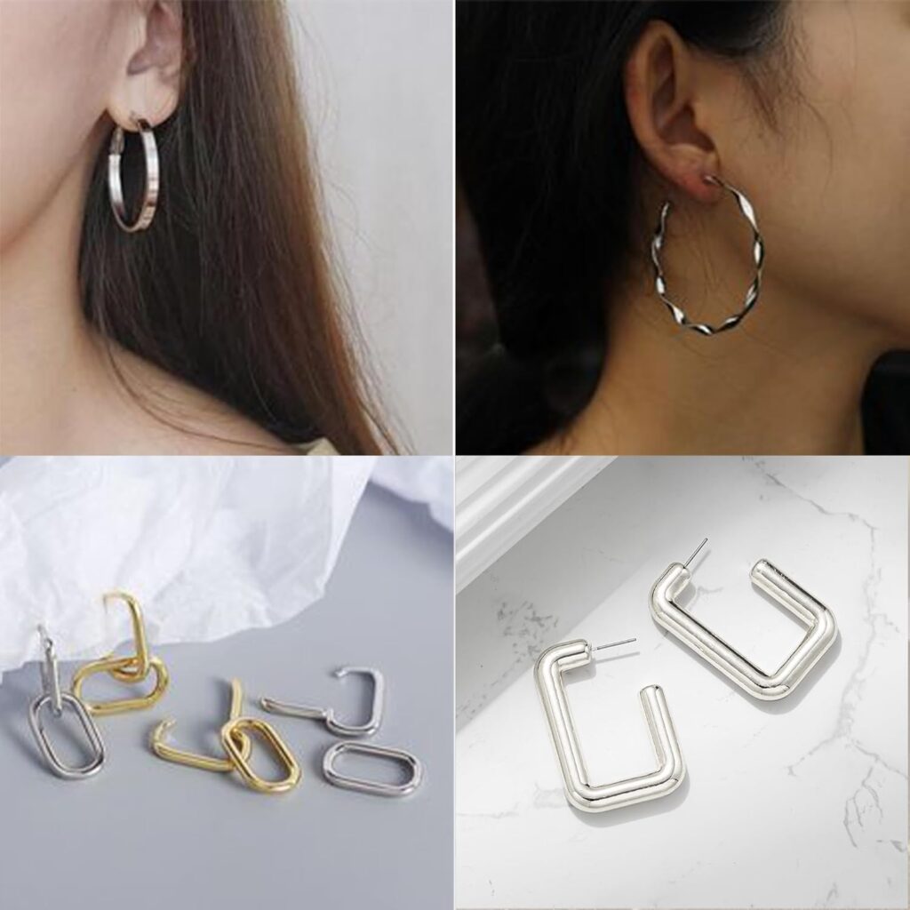 46 Pairs Gold Hoop Earrings Set for Women, Fashion Hypoallergenic Chunky Twisted Pearl Stud Earrings Multipack, Small Big Hoops Earring Packs Trendy for Christmas Birthday Party Jewelry Gift