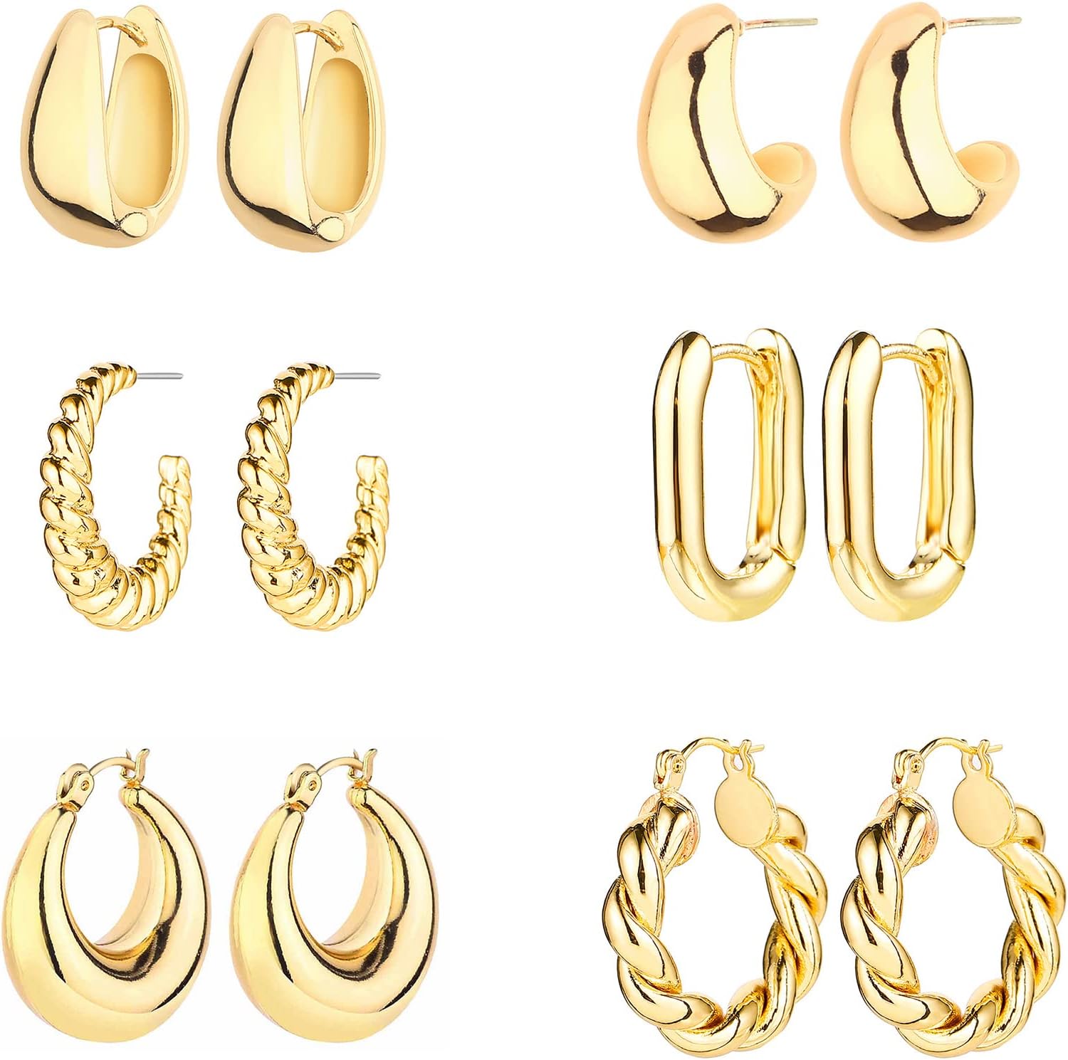 6 Pairs 14K Gold Hoop Earrings Review