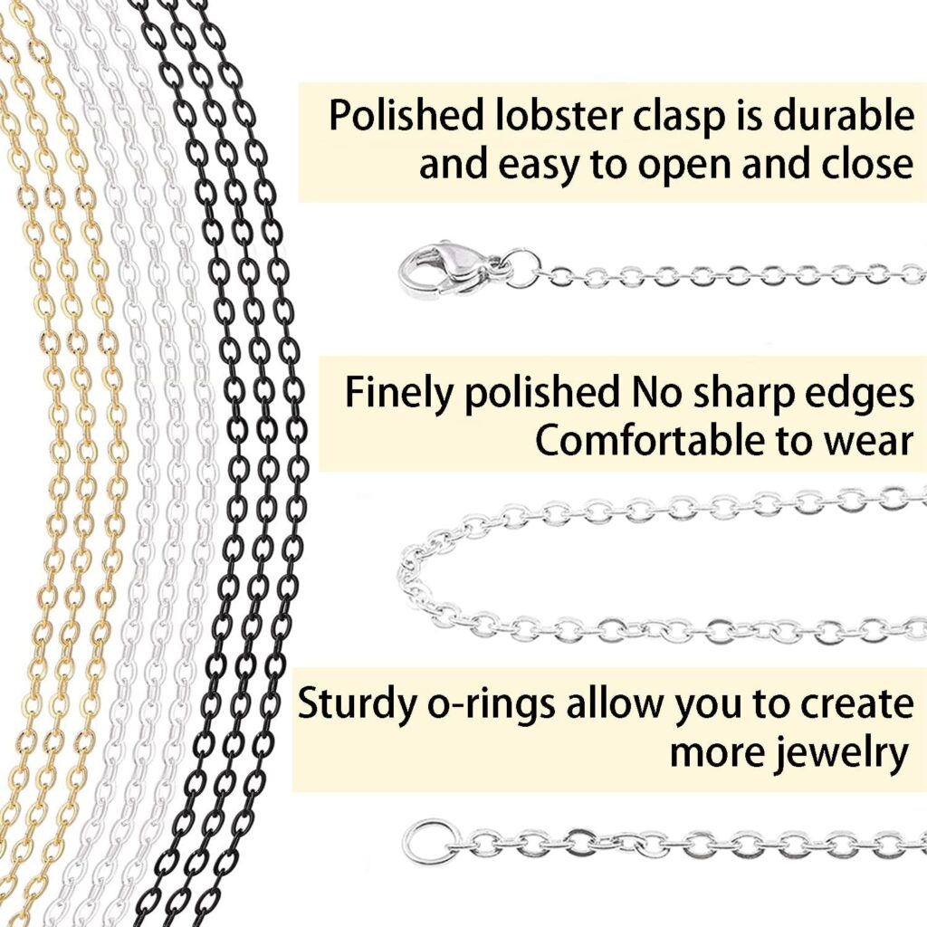 Jishi 33ft Gold Chain Stainless Steel 2mm Jewelry Chain Links for Making Necklace Earring Bracelet DIY Craft Supplies Findings, Gold Plated Metal Cable Rolo Link Chain Roll w/Lobster Clasps Jump Rings