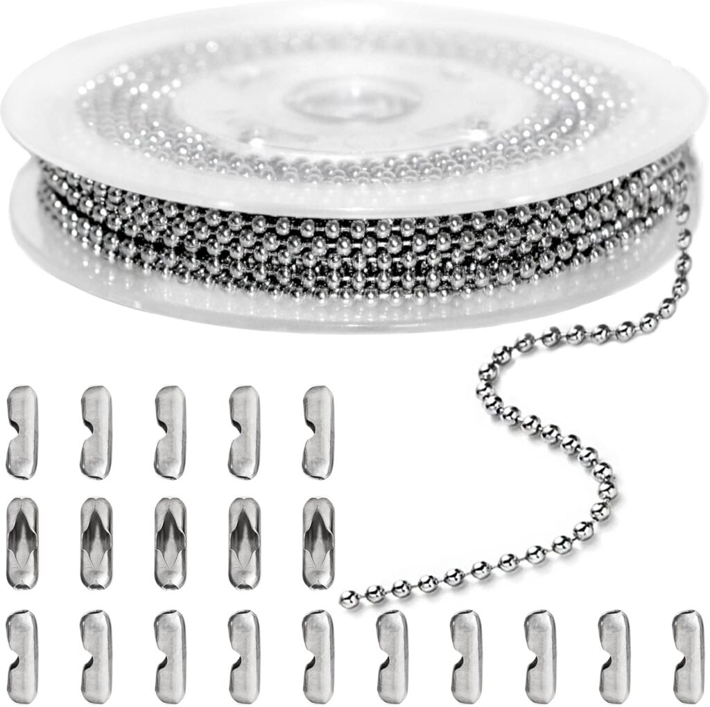 Jishi 33ft Gold Chain Stainless Steel 2mm Jewelry Chain Links for Making Necklace Earring Bracelet DIY Craft Supplies Findings, Gold Plated Metal Cable Rolo Link Chain Roll w/Lobster Clasps Jump Rings