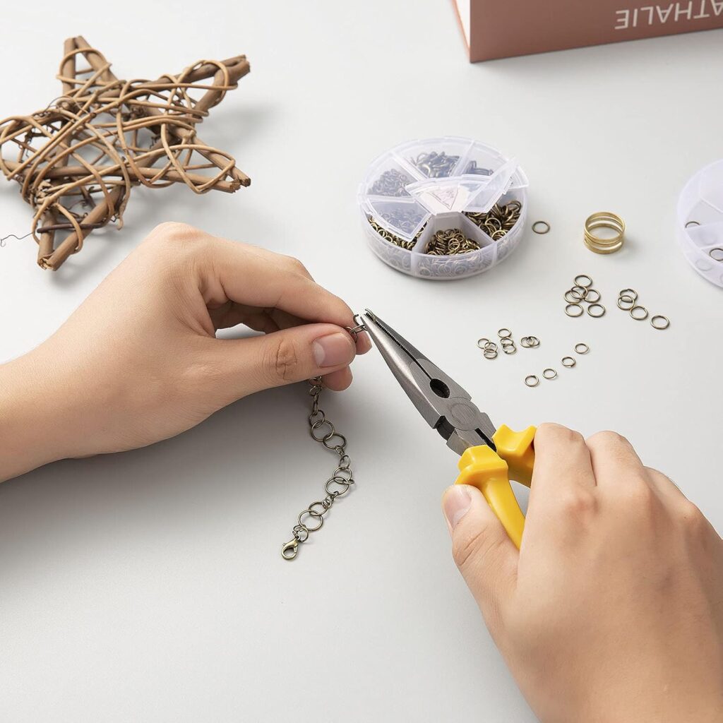 Jump Rings Kit With1000PCS Open Jump Rings 40PCS 12mm Lobster Clasps and Jump Rings Opener for Jewelry Making Keychains and Necklace Repair (Gold)