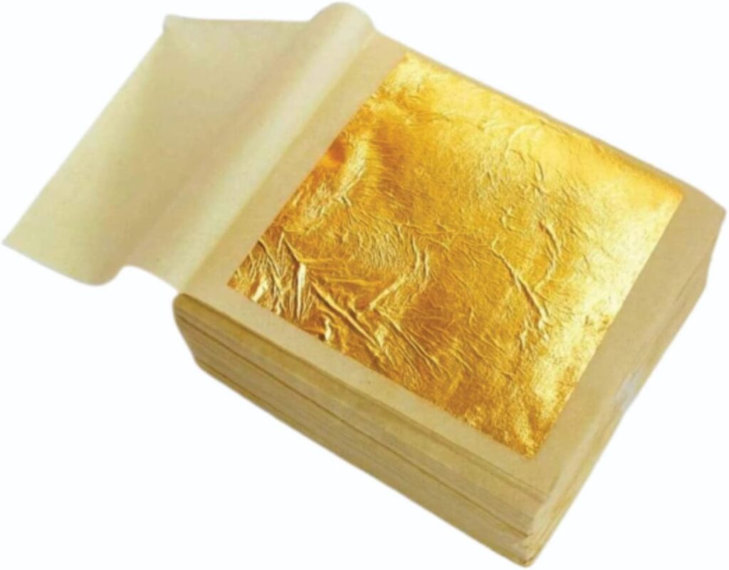 L.A. Gold Leaf Pure Gold Leaf/Gold waraq 2x3 inch (50.pcs) Sheet 24K Gold Leaf Leaves Foil Finest Gold Leaves Food Gilding Facial Beauty Spa Size