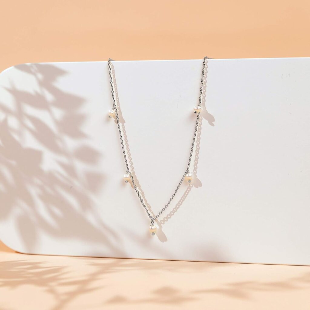PAVOI 14K Gold Plated Station Necklace | Simulated Diamond BTY Necklace | Womens CZ Chain Necklace | Layering Necklaces