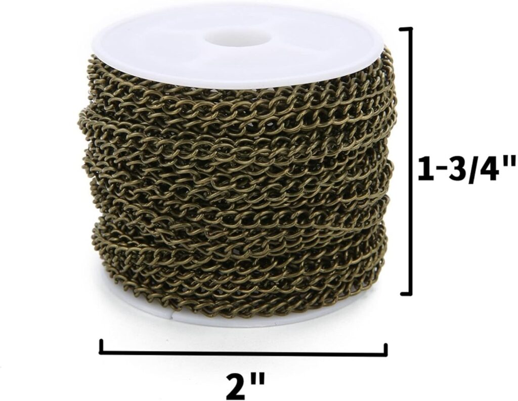 SWTOOL 60 Feets /20 Yards Metal Gold Link Chains, Iron Bulk Curb Chain for DIY Craft Jewelry Chain Making, 2 Rolls x 10 Yards (Gold)