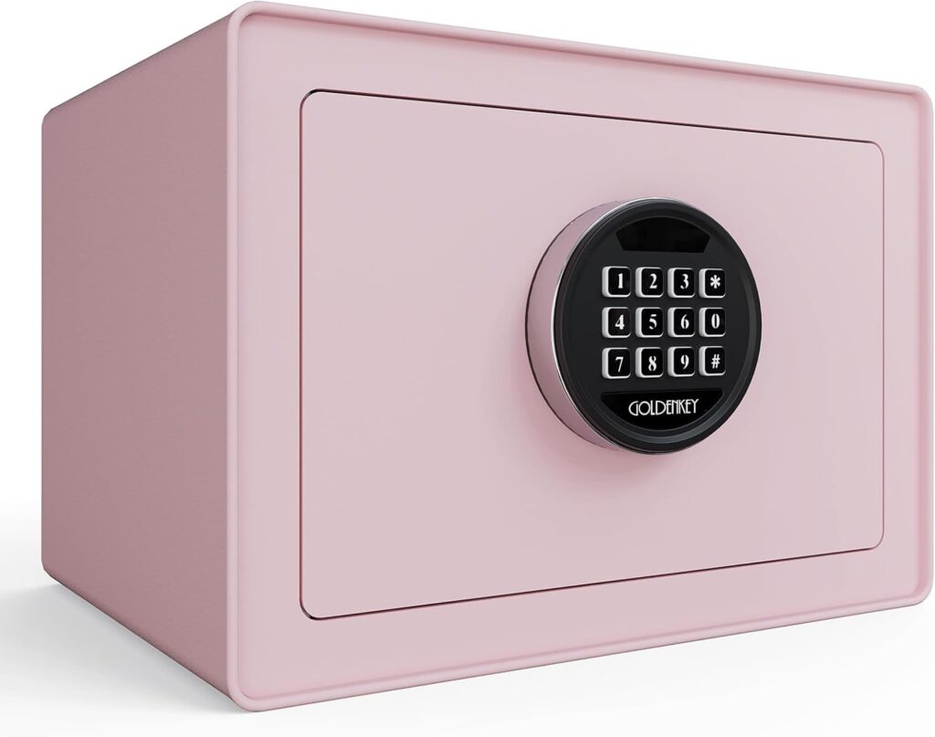 (0.77 Cu.Ft) Digital Security Safe and Lock Box,Small Safe box for Money, Keypad Lock,Perfect for Home Office Hotel Business Jewelry Gun Use Storage, Pink