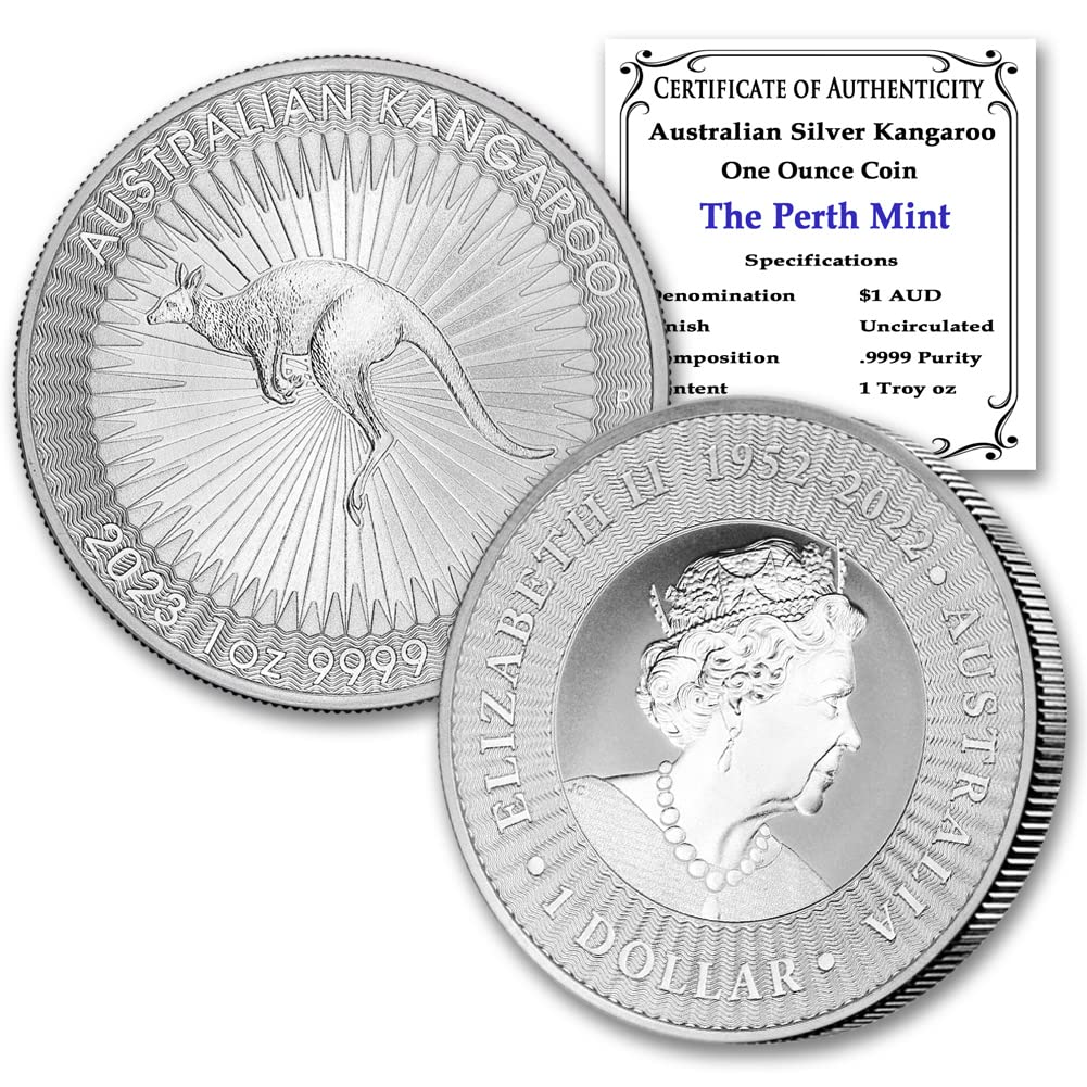 2023 P 1 oz Australian Silver Kangaroo Coin Brilliant Uncirculated with Certificate of Authenticity $1 Seller BU