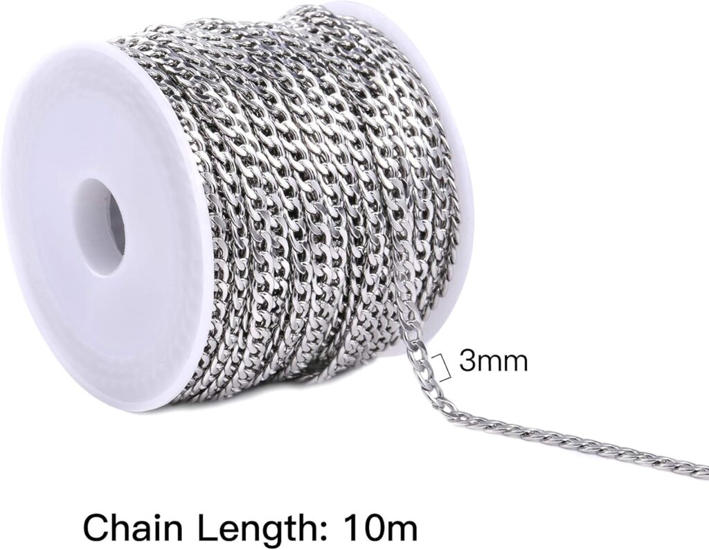 ALEXCRAFT 16.4Feet Gold Plated Brass Curb Chain Twisted Chunky Link Chains Bulk with Spool for Jewelry Making
