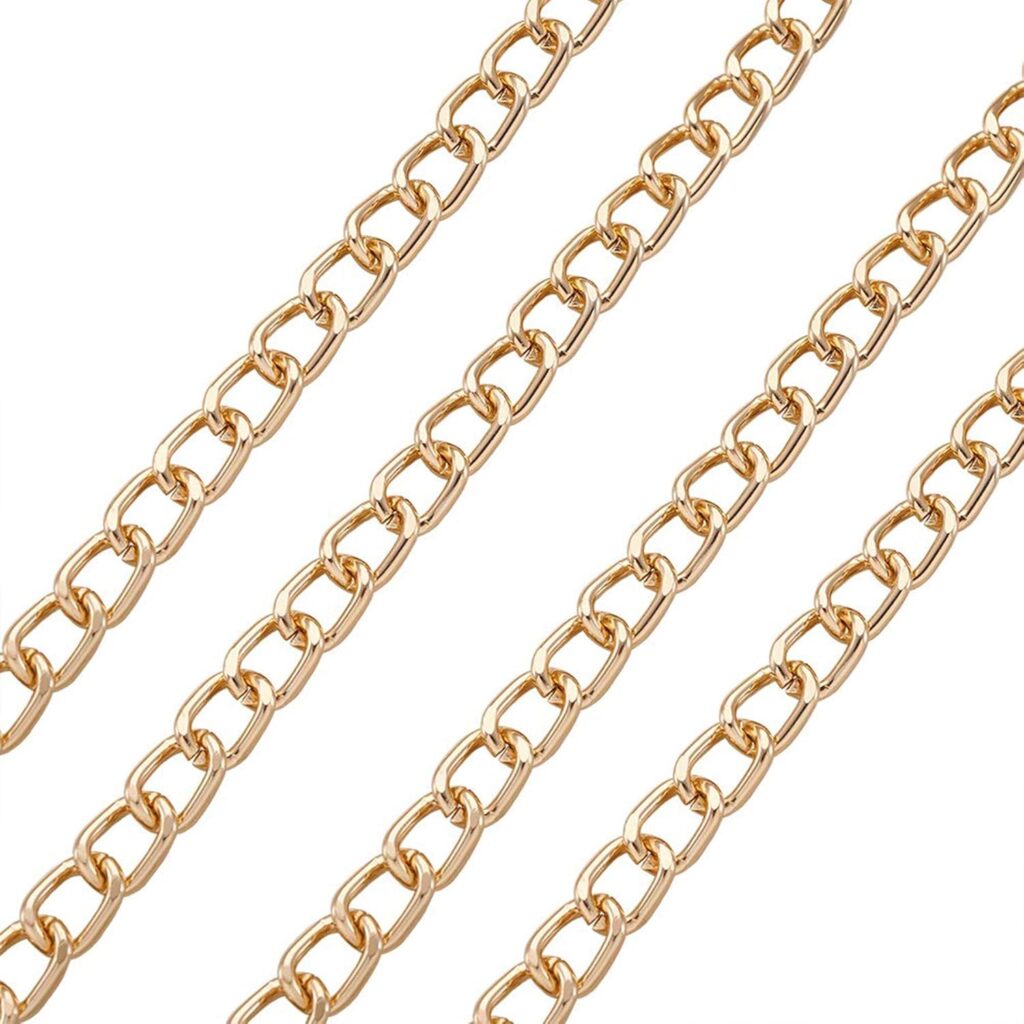 ALEXCRAFT 16.4Feet Gold Plated Brass Curb Chain Twisted Chunky Link Chains Bulk with Spool for Jewelry Making