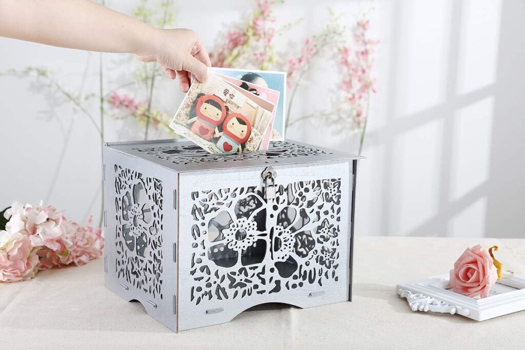 Artmag Acrylic Wedding Card Box with Sign, Large Clear Card Box with Lock for Wedding Reception Anniversary Shower Birthday Decorations
