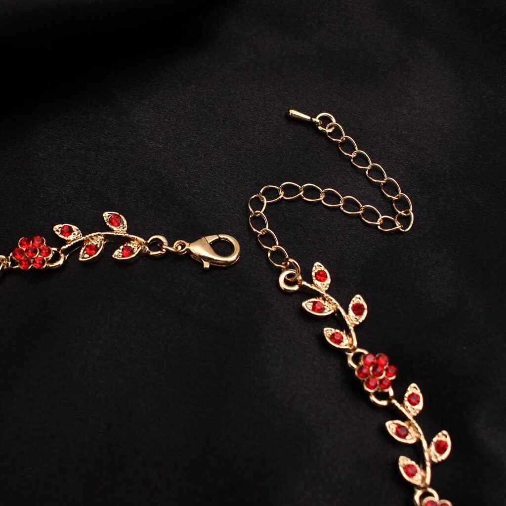 Austrian Crystal Rhinestone Choker Necklace Dangle Earring Link Bracelet Jewelry Set for Brides Bridesmaid Prom Costume Accessories for Women