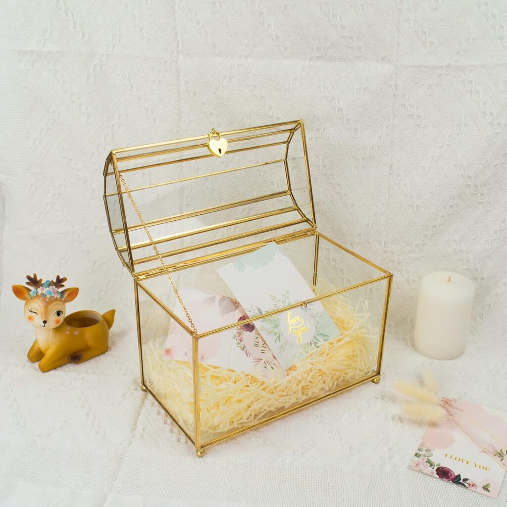 Gold Wedding Glass Card Box – Large Wedding Card Holder Gold Handmade Brass Vintage Wedding Envelope Box Rectangle Shape with Slot and Lid (Rectangle Gold) Gold Wedding Glass Card Box – Large Wedding Card Holder Gold Handmade Brass Vintage Wedding Envelope Box Rectangle Shape with Slot and Lid (Rectangle Gold)