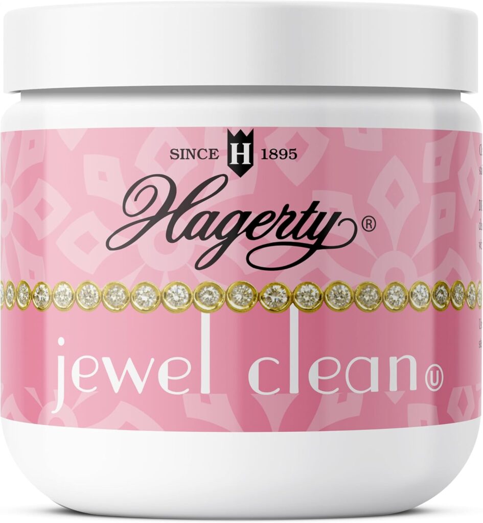 Hagerty Jewelry Cleaner - Professional Jewelry Cleaning for Diamonds, Gold, Platinum, Precious Stones and More - Kosher Certified Jewelry Cleaning Kit Includes Dipping Basket and Brush, 7 Oz
