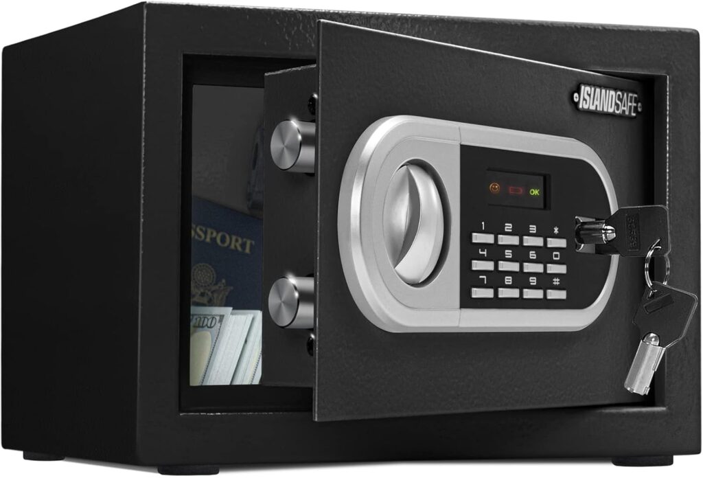 Home Safe Box Digital Small Personal Safes caja fuerte Security Money Closet Electronic Lock Box with Keypad for Pistol Cash Jewelry, Document, Hotel, Dorm, Office (0.5cuft Black)