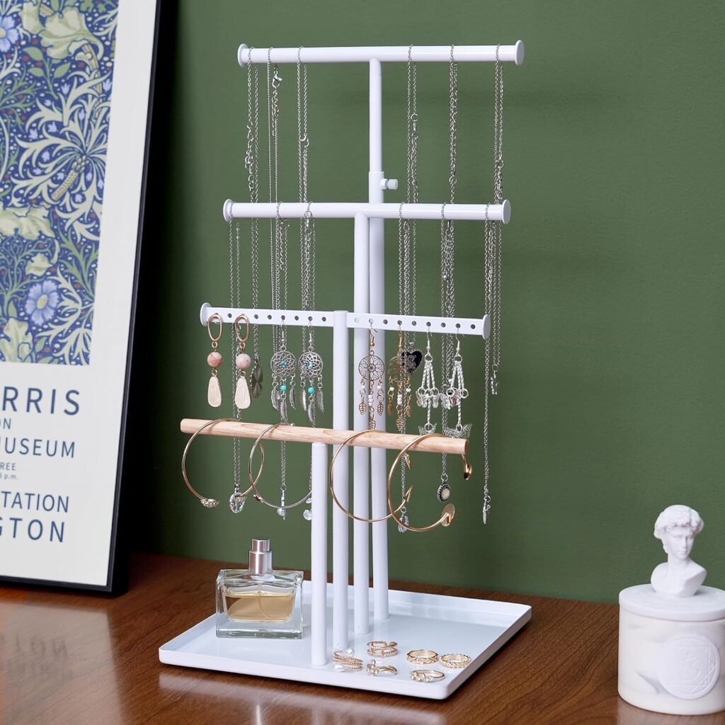 Jewelry Holder Necklace Organizer: Aesthetic Jewelery Display for Bracelet Hanger Stand And Earring Holders Gold