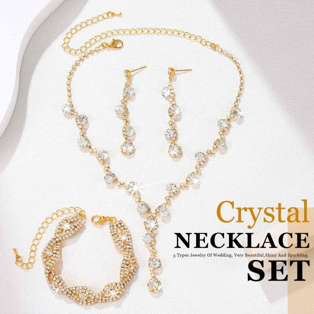Sixexey Rhinestone Jewelry Set Sparkly Prom Jewelry Necklace Wedding Necklace Jewelry Accessories for Women
