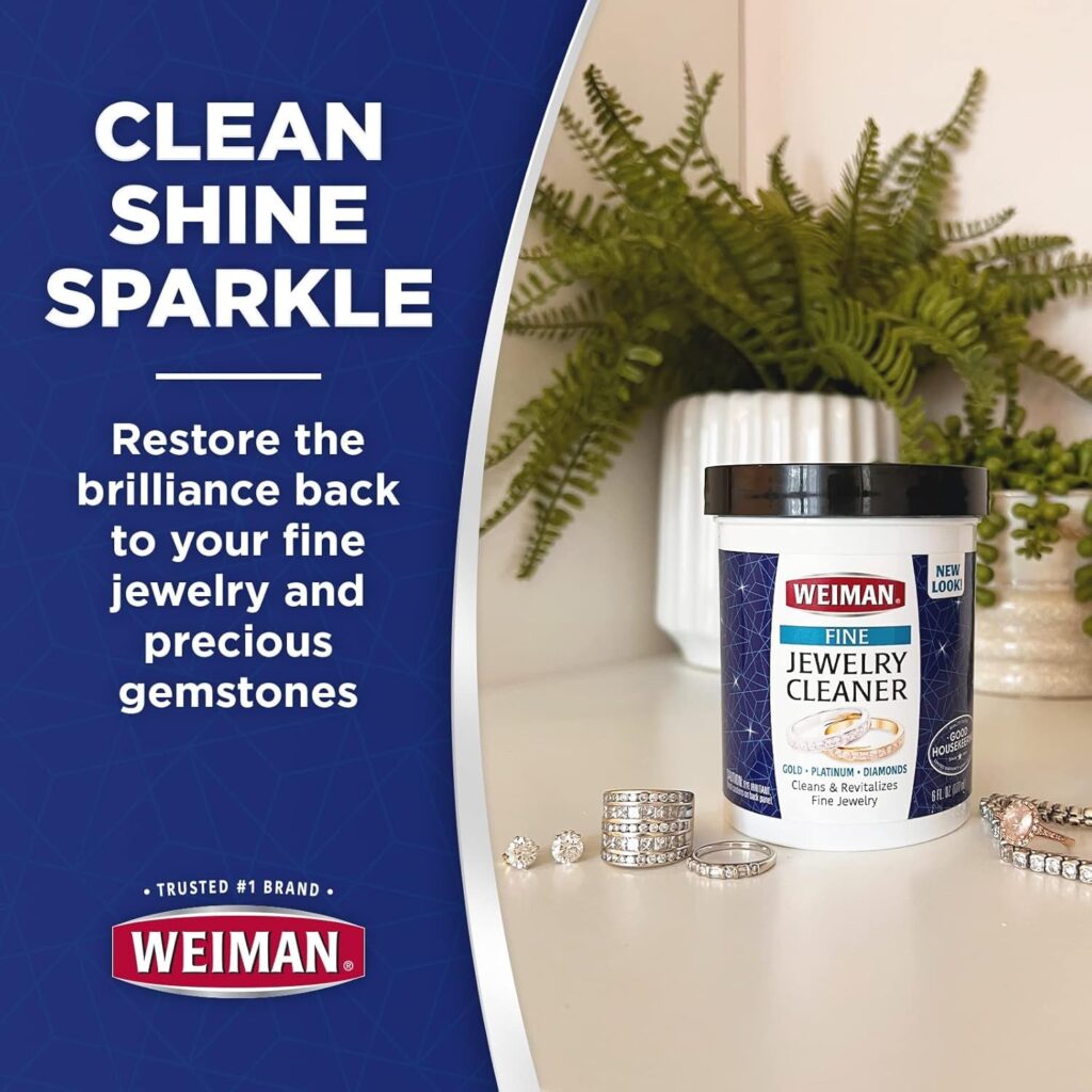 Weiman Fine Jewelry Cleaner Liquid with Cleaning Brush – Restores Shine  Brilliance to Gold, Platinum, Precious Gemstones  Diamond Jewelry, 6 Oz