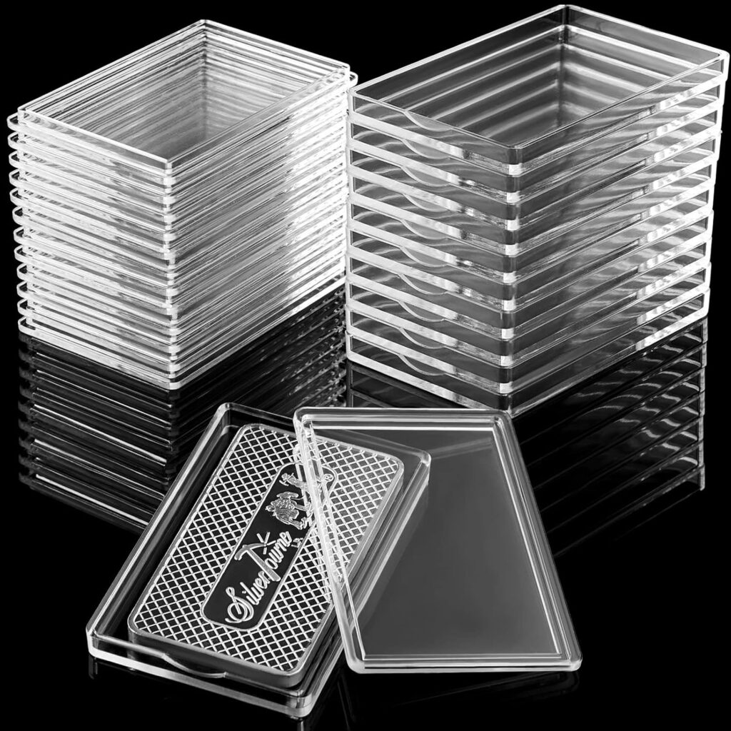 15 Pieces Silver Bar Case 1 oz Silver Bar Holder Clear Acrylic Storage Container Fit Silver Bar Box for 1 oz Christmas Silver Bar 1 Troy Ounce Bar