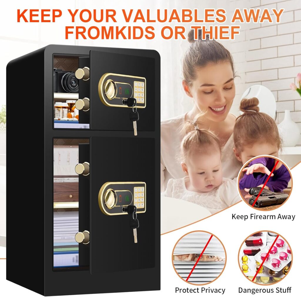 【2024 NEW DUAL DOOR】 5.2 Cuft Extra Large Home Safe Box Fireproof Waterproof With【HIDDEN LOCK BOX】, Heavy Duty Anti-Theft Digital Security Fire Proof Safe With Smart Alert For Document Business Office 【2024 NEW DUAL DOOR】 5.2 Cuft Extra Large Home Safe Box Fireproof Waterproof With【HIDDEN LOCK BOX】, Heavy Duty Anti-Theft Digital Security Fire Proof Safe With Smart Alert For Document Business Office
