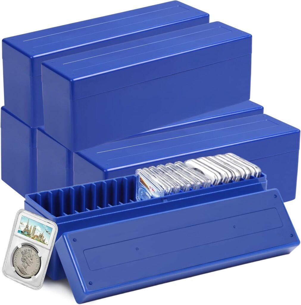 Coin Slab Storage Boxes, 6 Packs Coin Holder Organizer Boxes with 20 Slots, Plastic Coin Storage Cases Set for 120 Coin Slabs, Compatible with PCGS NGC PMGab Coin Holders(Boxes Only)