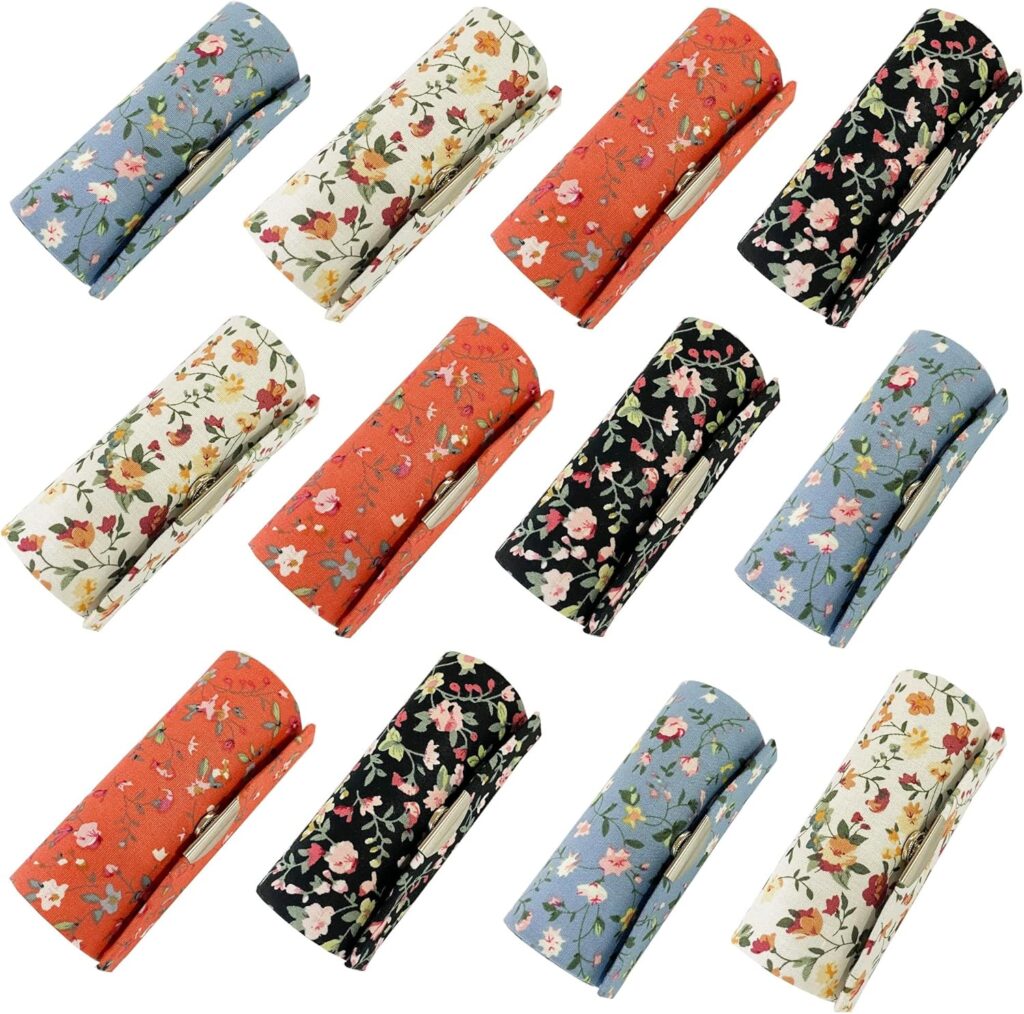 MIAO JIN 12PCS Lipstick Case with Mirror Lipstick Case Storage Case Mini Portable Small Flower Jewelry Case Cosmetic Case (Small Flower)