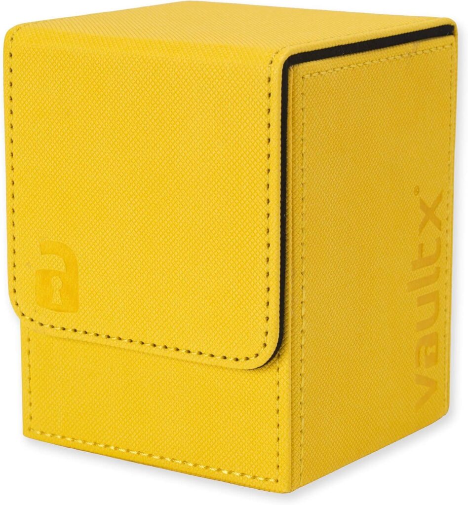 Vault X Premium Exo-Tec Trading Card Deck Box - Large Size for 80+ Sleeved Cards - PVC Free Card Holder for TCG (Yellow)