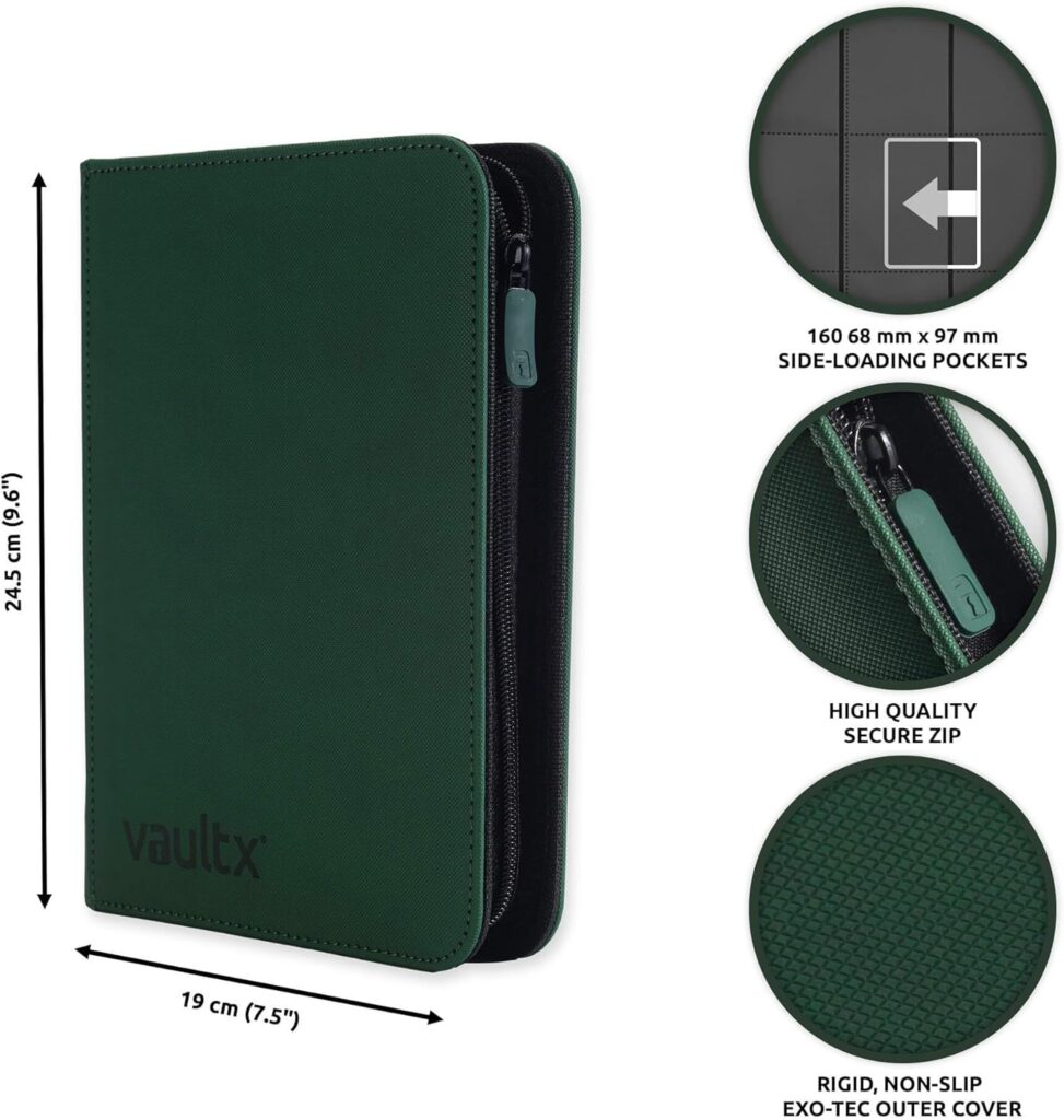 Vault X Premium Exo-Tec® Zip Binder - 4 Pocket Trading Card Album Folder - 160 Side Loading Pocket Binder for TCG (Yellow)