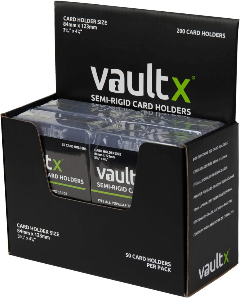 Vault X Wide-Fit Semi-Rigid Card Holders for Trading Cards  Sports Card Grading submissions (200 Pack)